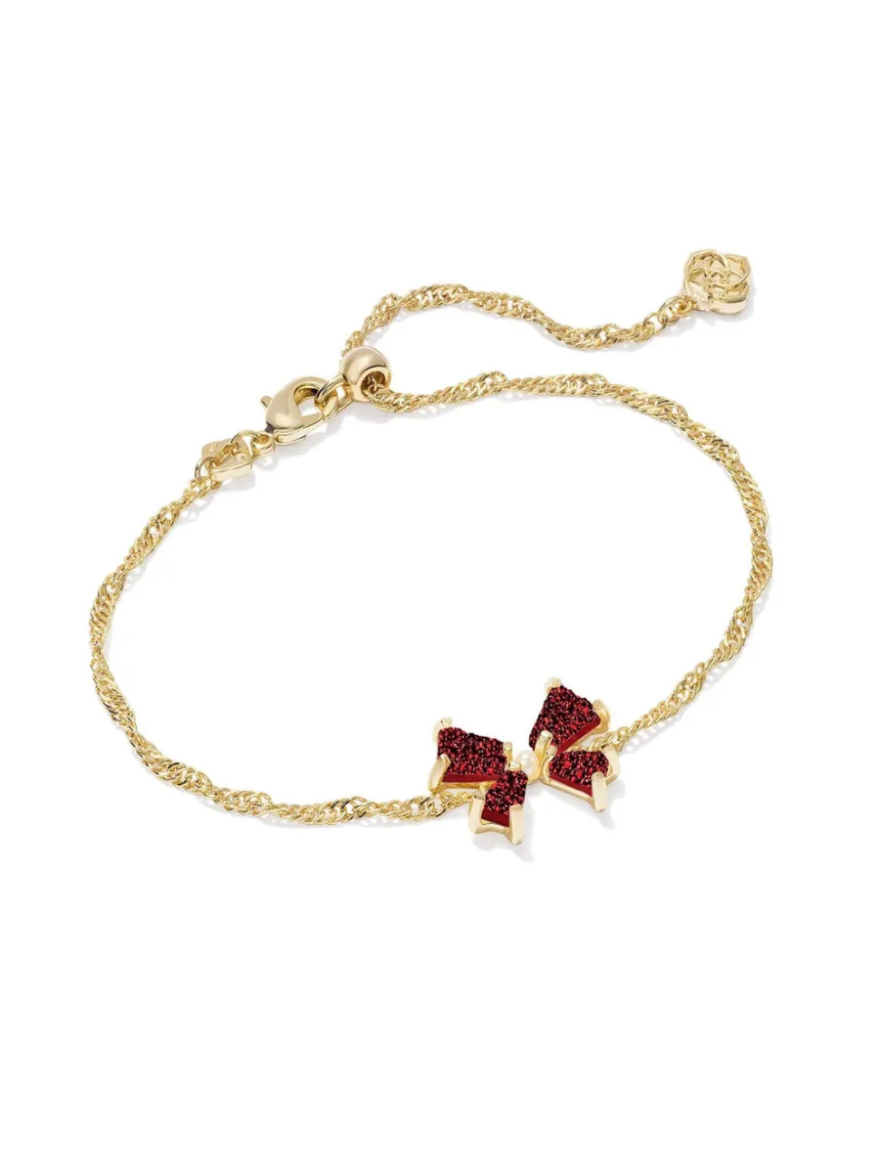 Kendra Scott Blair Bow Small Chain Bracelet - Gold Bright Red Drusy