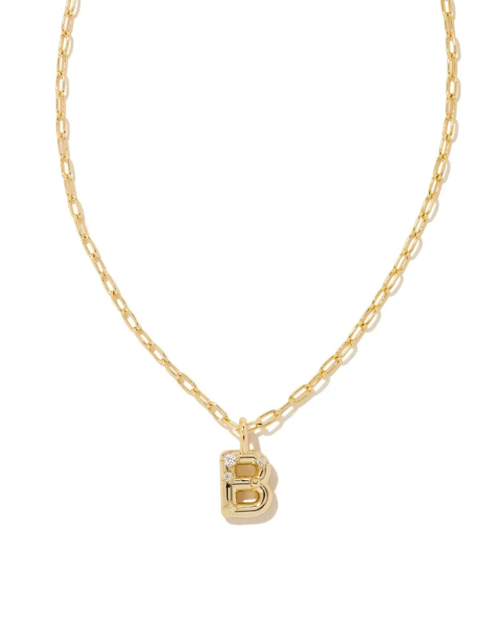 Kendra Scott Crystal Letter Short Pendant Necklace - Gold