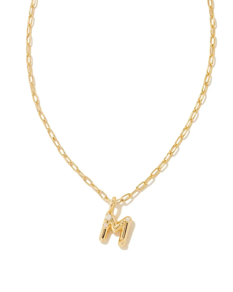 Kendra Scott Crystal Letter Short Pendant Necklace - Gold