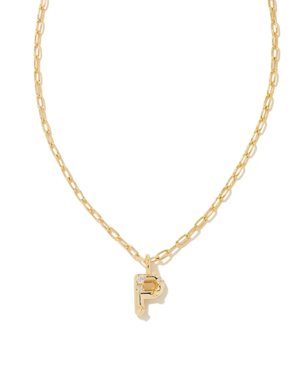Kendra Scott Crystal Letter Short Pendant Necklace - Gold