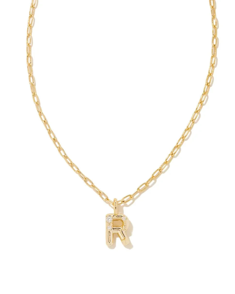 Kendra Scott Crystal Letter Short Pendant Necklace - Gold