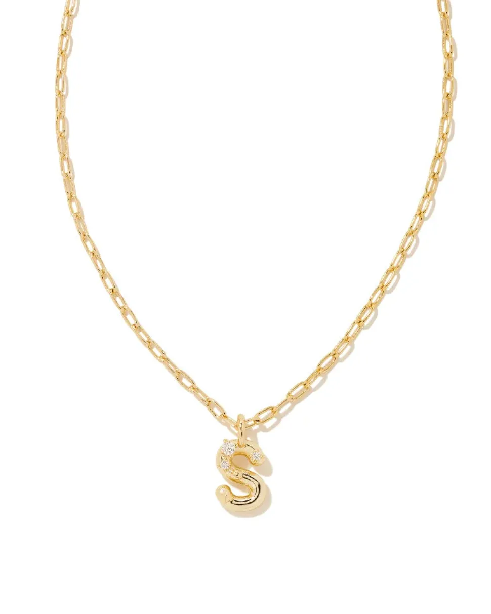 Kendra Scott Crystal Letter Short Pendant Necklace - Gold