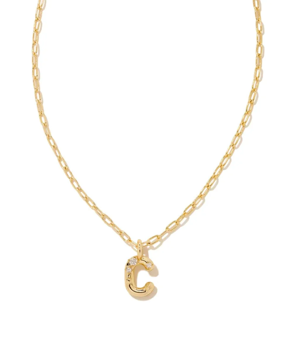 Kendra Scott Crystal Letter Short Pendant Necklace - Gold