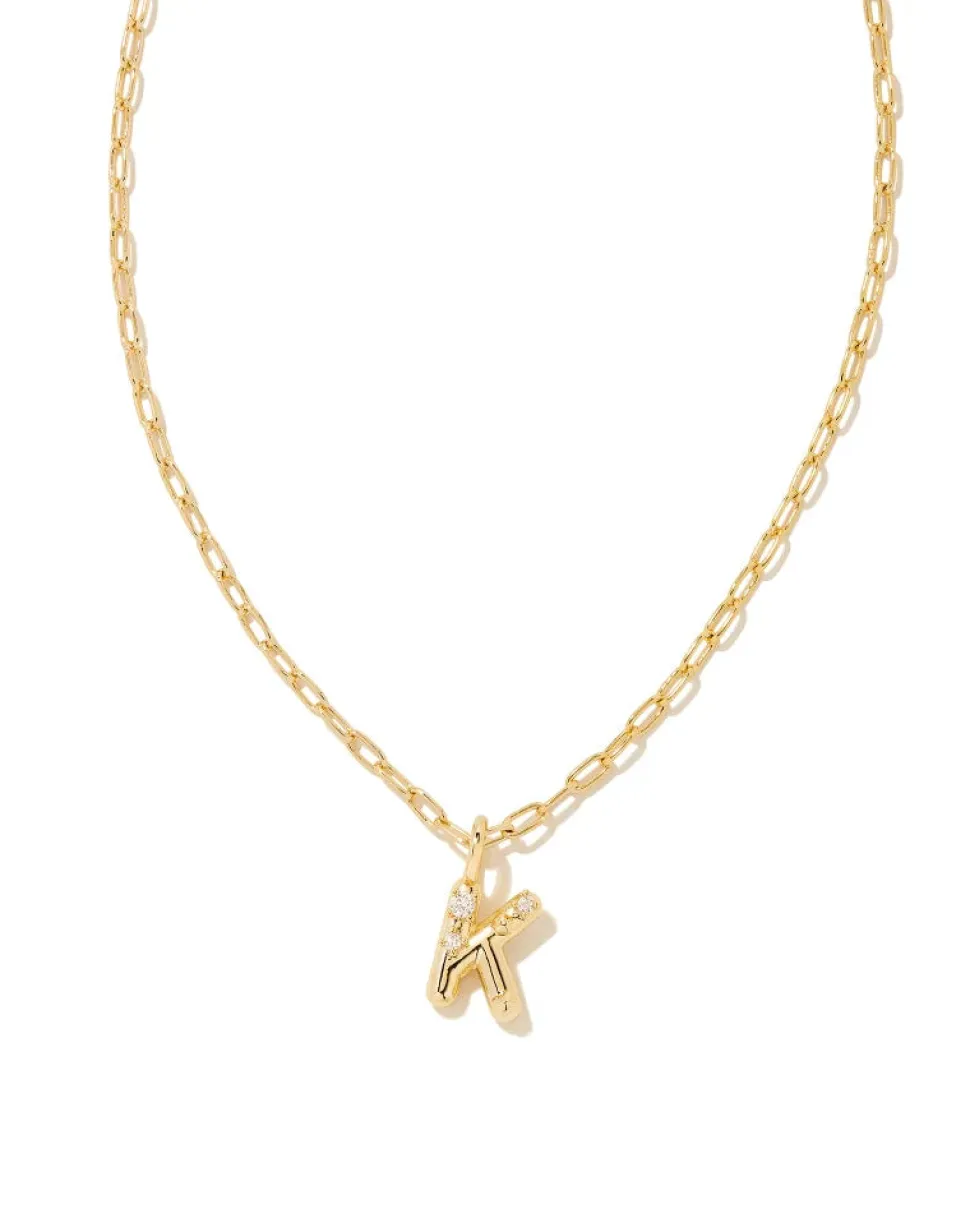Kendra Scott Crystal Letter Short Pendant Necklace - Gold