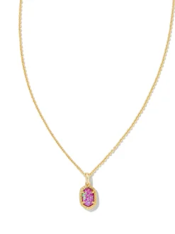 Kendra Scott Daphne Framed Pendant Necklace - Gold Magenta Opal