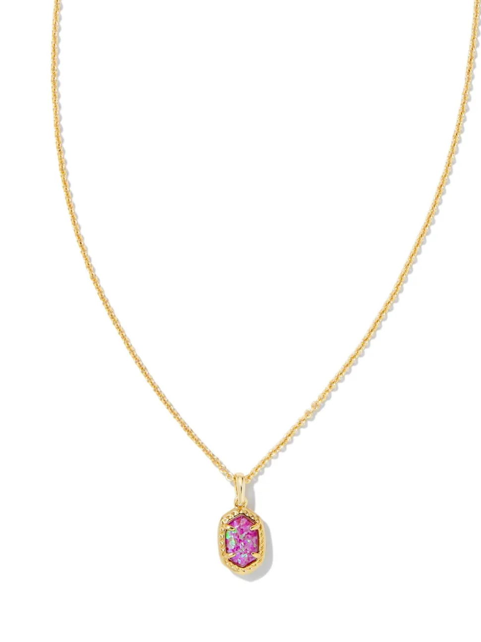 Kendra Scott Daphne Framed Pendant Necklace - Gold Magenta Opal