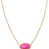Kendra Scott Elisa Color Burst Short Pendant Necklace - Gold Neon Pink