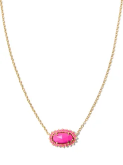 Kendra Scott Elisa Color Burst Short Pendant Necklace - Gold Neon Pink