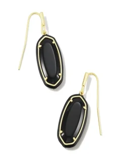 Kendra Scott Enamel Frame Drop Earrings - Gold Black Agate