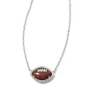 Kendra Scott Football Short Pendant Necklace - Silver Orange Goldstone