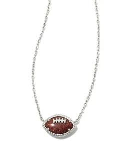 Kendra Scott Football Short Pendant Necklace - Silver Orange Goldstone