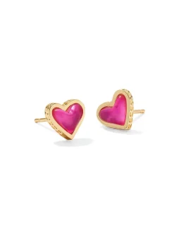 Kendra Scott Framed Ari Heart Stud Earrings - Gold Azalea Illusion