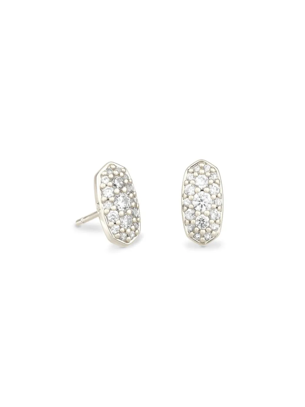 Kendra Scott Grayson Crystal Stud Earrings - Rhodium Metal White CZ