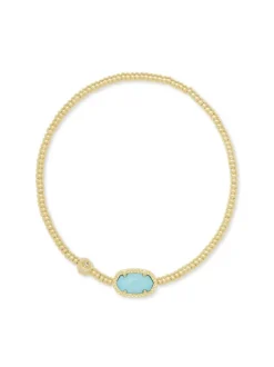 Kendra Scott Grayson Stretch Bracelet - Gold Light Blue Magnesite