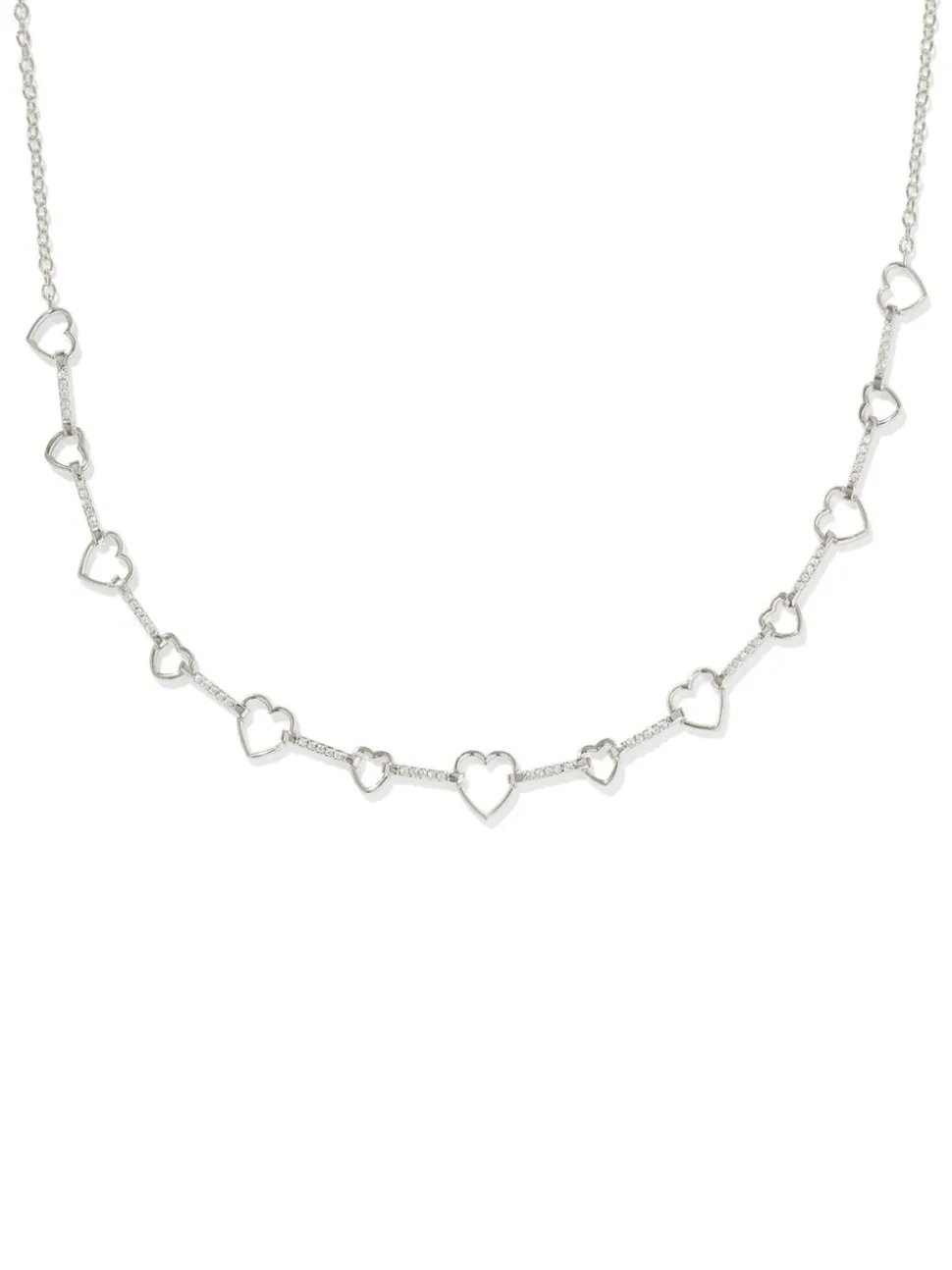 Kendra Scott Haisley Heart Strand Necklace - Silver White Crystal
