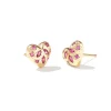 Kendra Scott Holland Heart Stud Earrings - Gold Pink Crystal