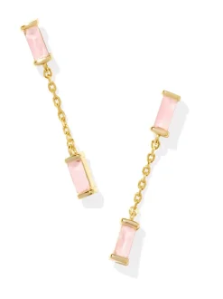 Kendra Scott Juliette Drop Earrings - Gold Rose Quartz