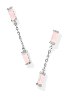Kendra Scott Juliette Drop Earrings - Silver Rose Quartz