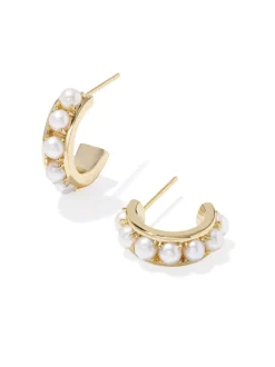 Kendra Scott Krista Huggie Earrings - Gold White Pearl