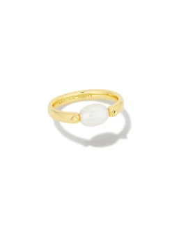 Kendra Scott Leighton Pearl Band Ring - Gold White Pearl