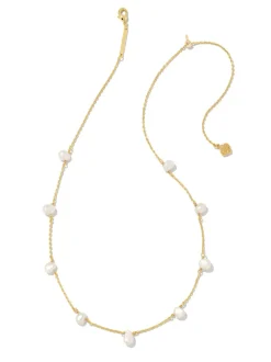 Kendra Scott Leighton Pearl Strand Necklace - Gold White Pearl