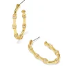 Kendra Scott Maura Bamboo Hoop Earrings - Gold White Crystal
