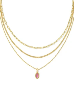 Kendra Scott Mini Elisa Triple Strand Necklace - Gold Azalea Illusion