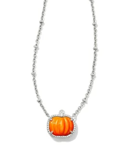 Kendra Scott Pumpkin Necklace - Silver Orange MOP