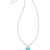 Kendra Scott Rae Long Pendant Necklace - Rhodium Turquoise