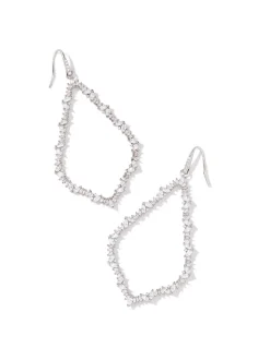 Kendra Scott Sophee Crystal Open Frame Earrings - Silver White Crystal