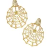 Kendra Scott Spider Web Statement Earrings - Gold White Crystal