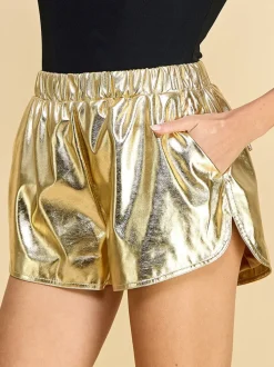 Life Of The Party Metallic Shorts - Gold