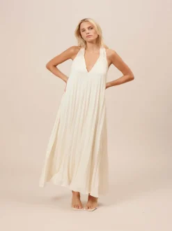 Lucy Paris Blyth Pleated Dress - Ivory