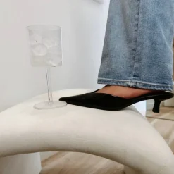 Pointed Toe Low Heel Mule Pump - Black