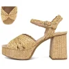 Raffia Platform Heel - Dark Natural