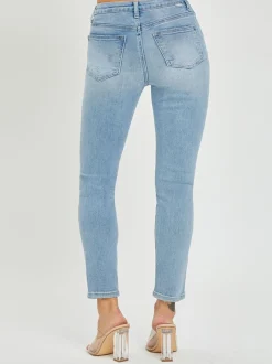 Risen High Rise Crop Basic Skinny Jeans - Light Wash
