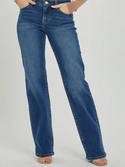 Risen Mid Rise Straight Jeans - Dark Wash
