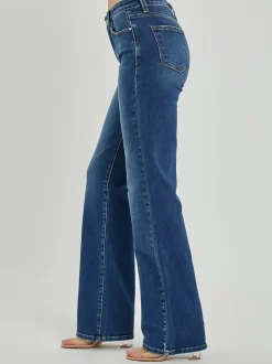 Risen Mid Rise Straight Jeans - Dark Wash