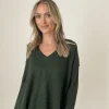 Six/Fifty Oversized Ribbed Sweater - Hunter Green
