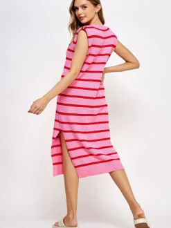 So In Love Stripe Dress - Pink/Red
