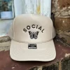 Social Butterfly Trucker Hat - Tan