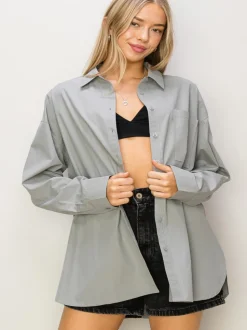 The Basic Girly Button Up - Grey