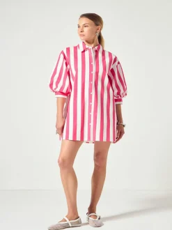 The Breton Stripe Button Down - Pink/White