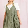 The Cargo Flowy Zip Midi Dress - Olive