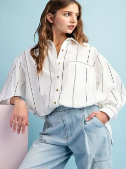 The Coastal Stripe Top - White/Black