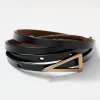 Triangle Leather Belt - Black