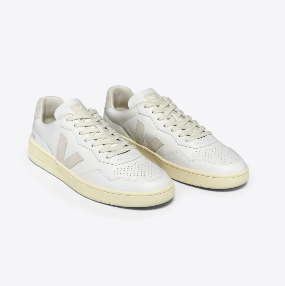 Veja V-90 Leather Sneakers - White Natural