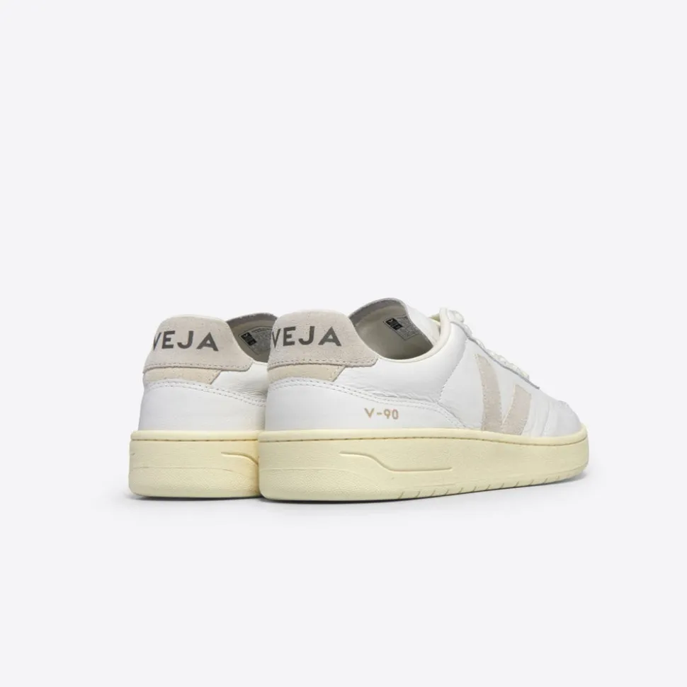 Veja V-90 Leather Sneakers - White Natural