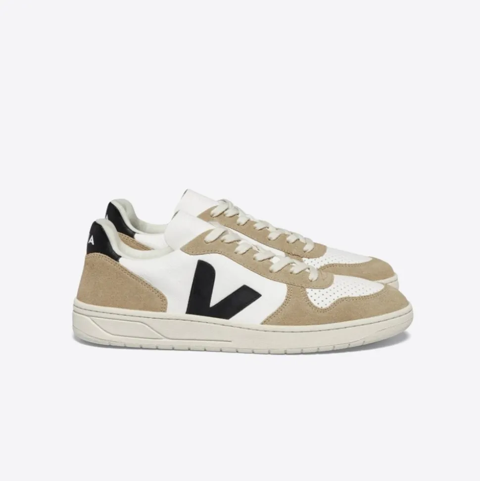 Veja V-10 Sneakers - Leather White Black Sahara