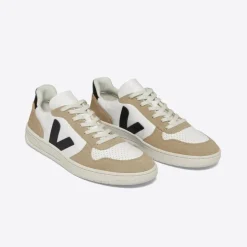 Veja V-10 Sneakers - Leather White Black Sahara